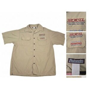 Vintage Fishworks Excel Sportfishing Shirt Mens L Tan Nylon Made in USA Fishing
